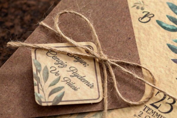 Invitatie de nunta cu frunze si fundita 10551 - imagine 2