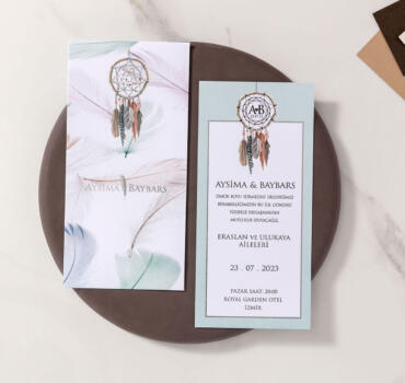 Invitatie de nunta cu pene 10595