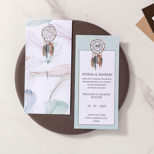 Invitatie de nunta cu pene 10595