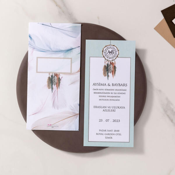 Invitatie de nunta cu pene 10595 - imagine 2