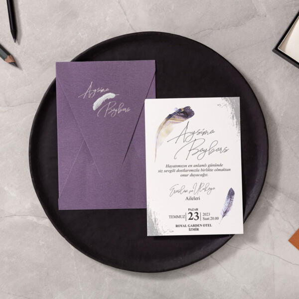 Invitatie de nunta cu pene 10617