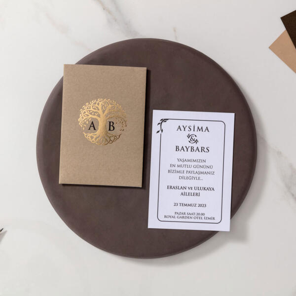 Invitatie de nunta florala cu pomul vietii 10659