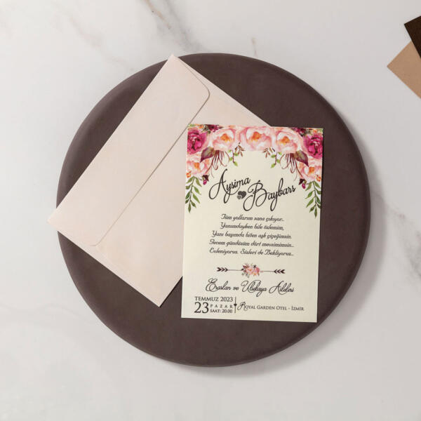 Invitatie de nunta florala clasica 10578