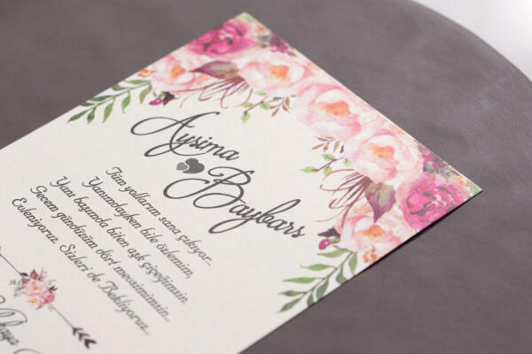 Invitatie de nunta florala clasica 10578 - imagine 2