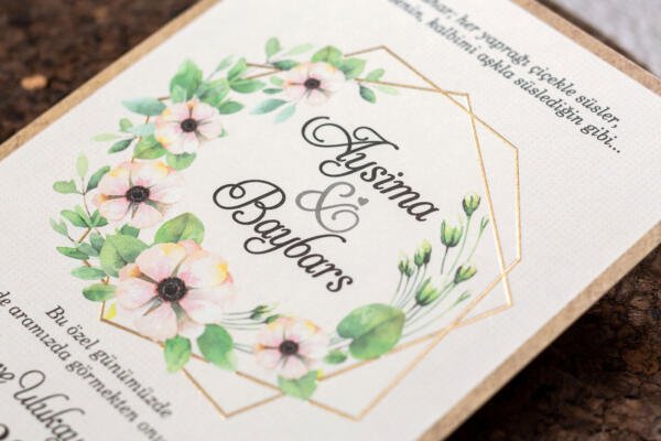 Invitatie de nunta florala cu chenare 10558 - imagine 2