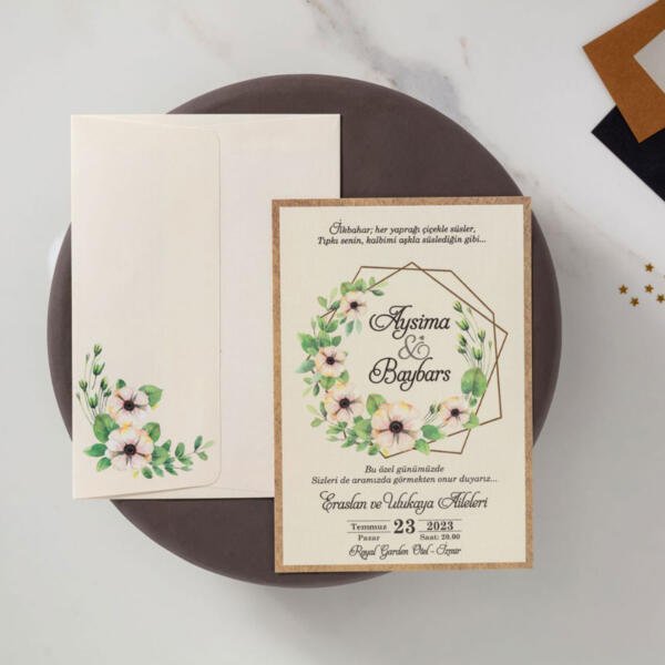 Invitatie de nunta florala cu chenare 10558