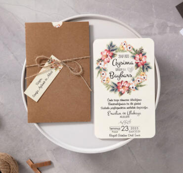 Invitatie de nunta florala cu fundita 10546