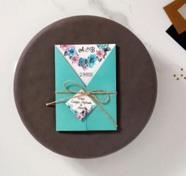 Invitatie de nunta florala cu fundita 10550