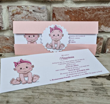 Invitatie de botez cu bebe fetita 613