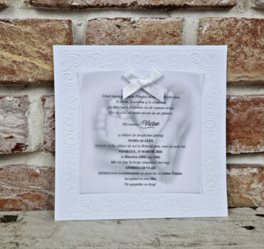 Invitatie de botez cu picioruse si verighete 618