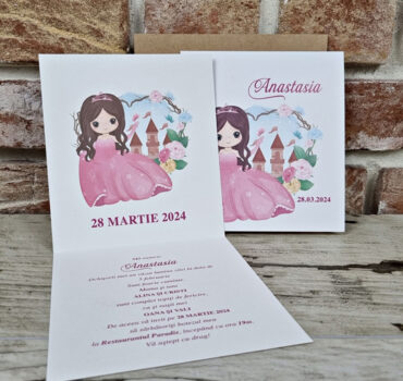 Invitatie de botez cu printesa si castel 601