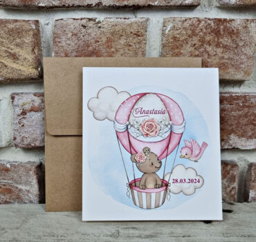 Invitatie de botez cu ursulet in balon 602