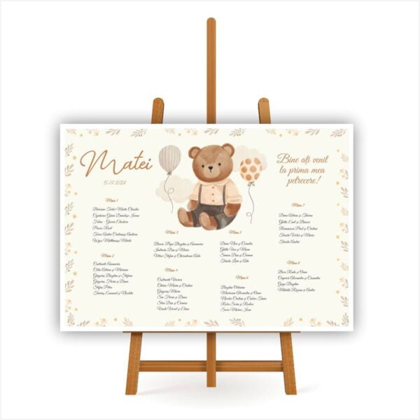 Lista de invitati botez cu ursulet model 07