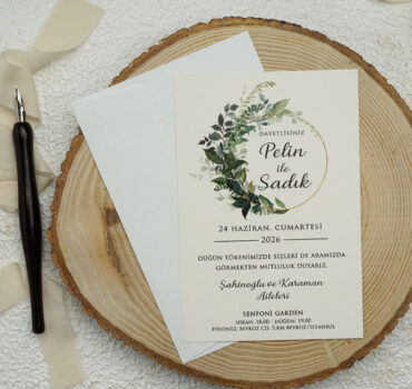 Invitatie de nunta clasica cu frunze 9337