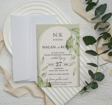 Invitatie de nunta clasica cu frunze 9344