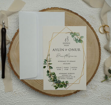 Invitatie de nunta clasica cu frunze 9346