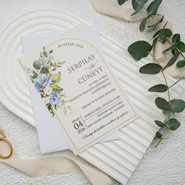 Invitatie de nunta clasica florala 9339 - imagine 2