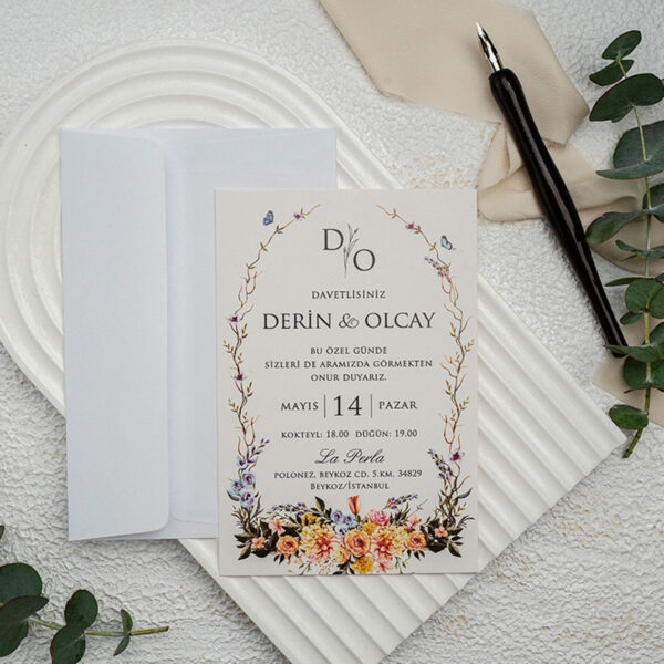 Invitatie de nunta clasica florala 9342