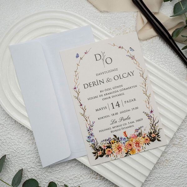 Invitatie de nunta clasica florala 9342 - imagine 2