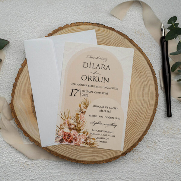 Invitatie de nunta clasica florala 9345 - imagine 2