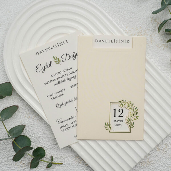 Invitatie de nunta cu frunze 9271 - imagine 2