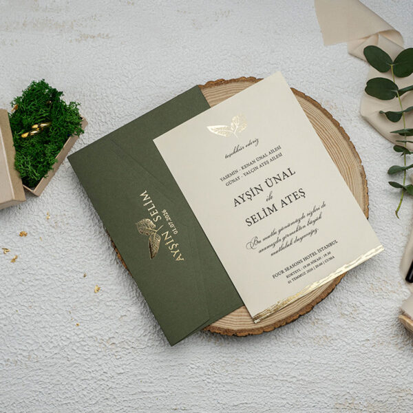 Invitatie de nunta eleganta cu frunze 9255 - imagine 2