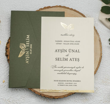 Invitatie de nunta eleganta cu frunze 9255