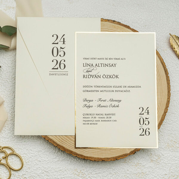 Invitatie de nunta eleganta cu frunze 9262