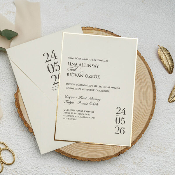 Invitatie de nunta eleganta cu frunze 9262 - imagine 2