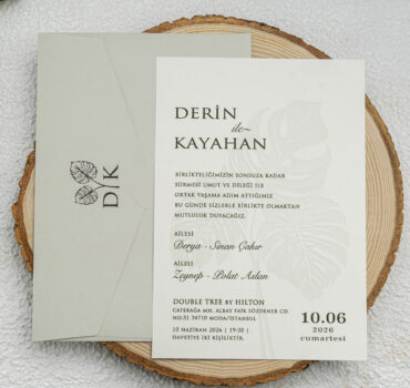Invitatie de nunta eleganta cu frunze 9269
