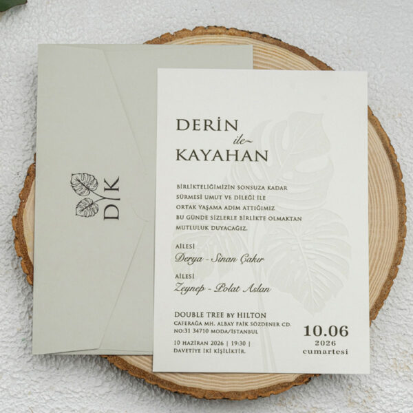 Invitatie de nunta eleganta cu frunze 9269