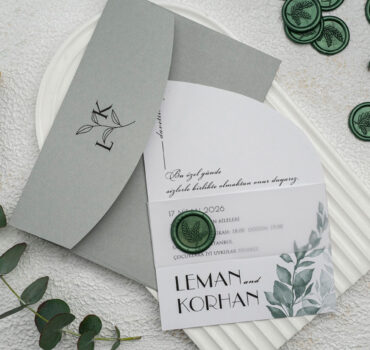 Invitatie de nunta eleganta cu frunze 9273