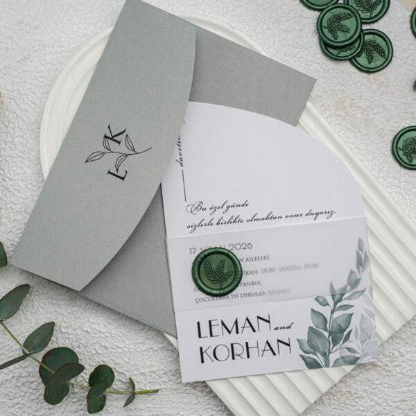 Invitatie de nunta eleganta cu frunze 9273