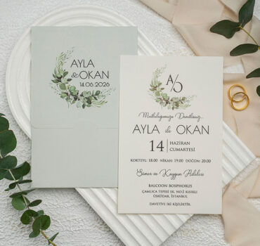 Invitatie de nunta eleganta cu frunze 9323