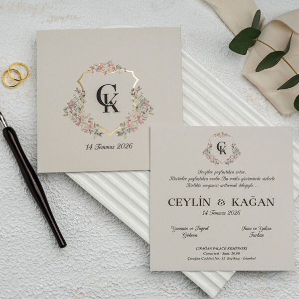 Invitatie de nunta eleganta florala 9289