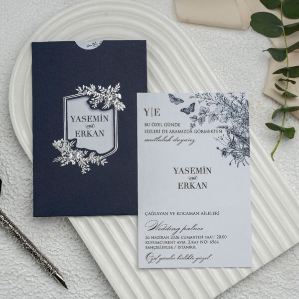Invitatie de nunta eleganta florala 9299