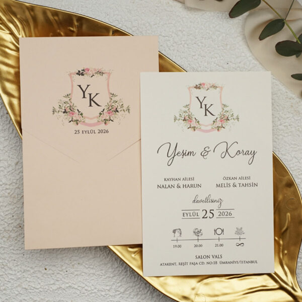 Invitatie de nunta eleganta florala 9324