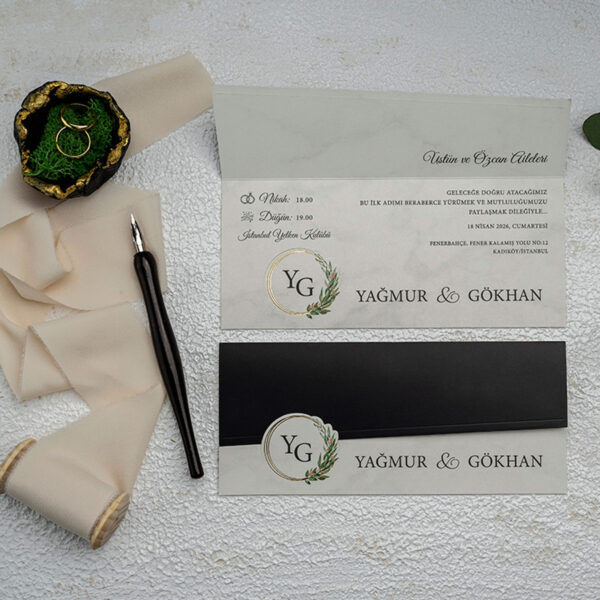 Invitatie de nunta eleganta florala 9335