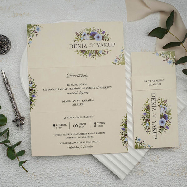 Invitatie de nunta florala 9314 - imagine 2