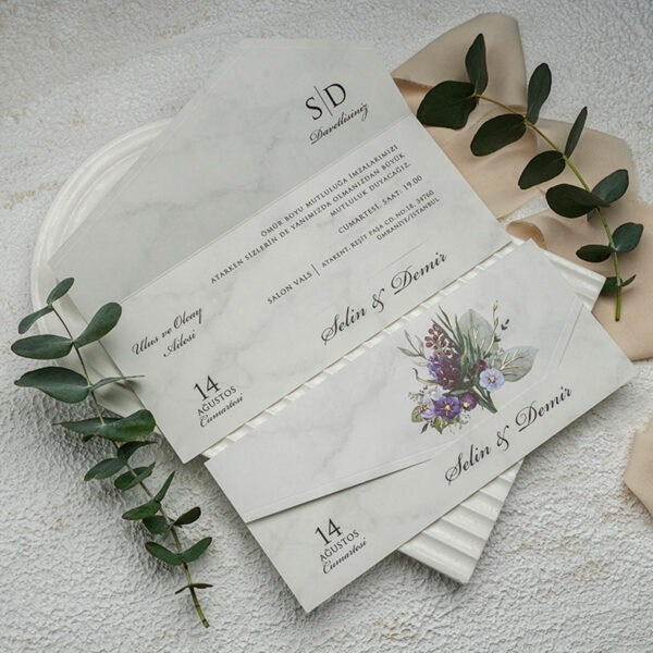 Invitatie de nunta florala 9315 - imagine 2
