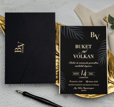 Invitatie de nunta moderna cu frunze 9265