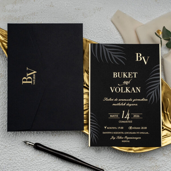 Invitatie de nunta moderna cu frunze 9265