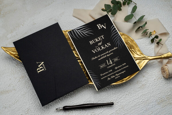 Invitatie de nunta moderna cu frunze 9265 - imagine 2