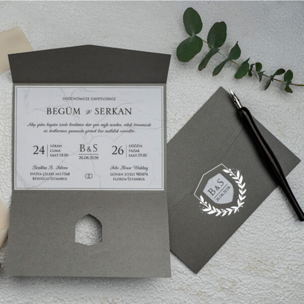 Invitatie de nunta vintage 9304