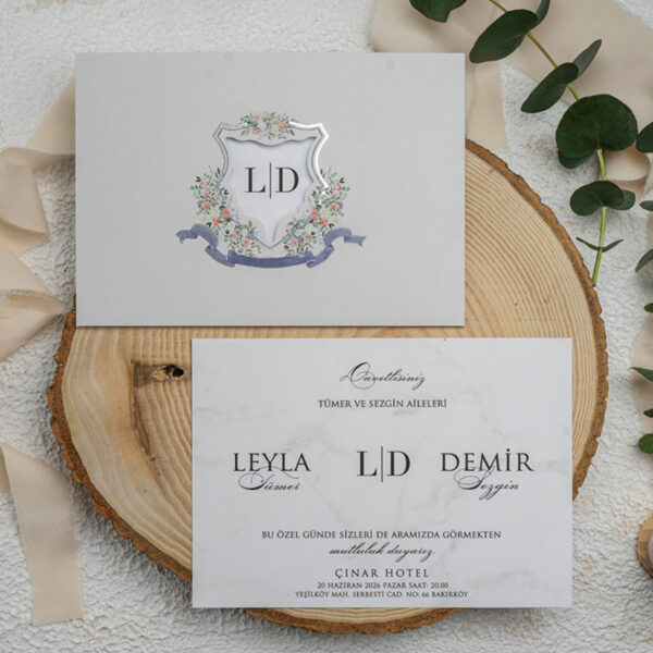 Invitatie de nunta vintage florala 9301