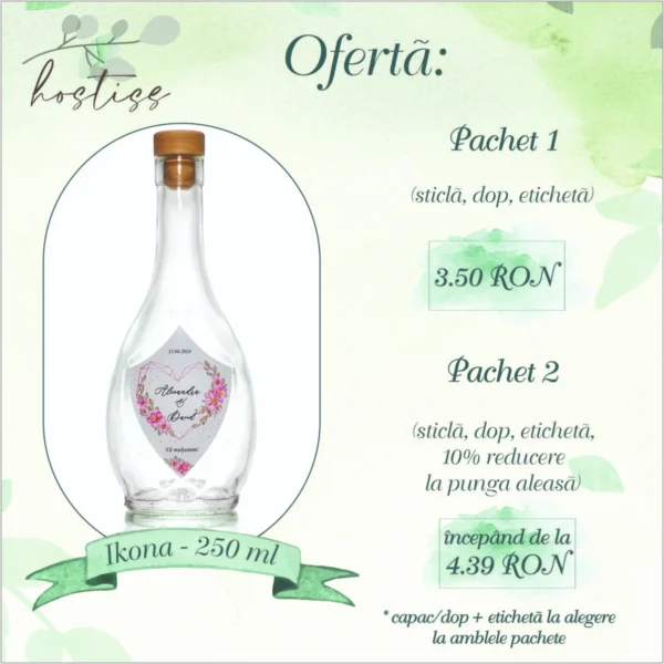 Sticla marturie nunta 250 ml Ikona