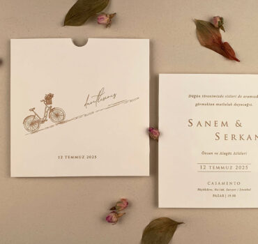 Invitatie de nunta eleganta cu bicicleta 12273