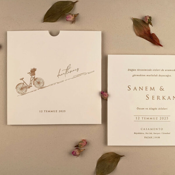 Invitatie de nunta eleganta cu bicicleta 12273
