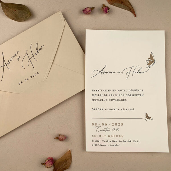Invitatie de nunta eleganta cu fluture 12253
