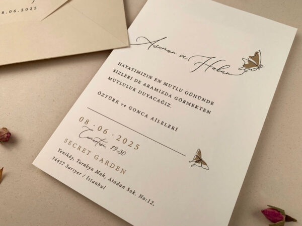 Invitatie de nunta eleganta cu fluture 12253 - imagine 2